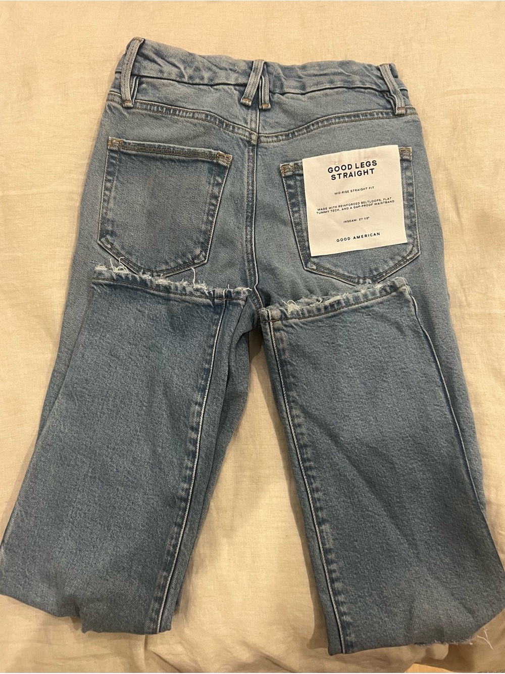 Good American Light Blue Mid-Rise Straight Jeans